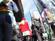 Skanky public mini skirt schoolgirl immodest trash NYC