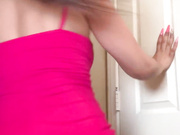 Twerking in pink dress