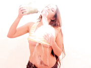 HOT SEXY VOLUPTUOUS TEEN POURS MILK ALL OVER HER BODY