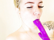 Sara Mills - Purple Dildo Cum