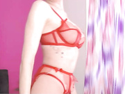 Hot Erin of Czech cums in red lingerie'