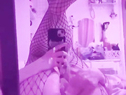 Cute goth girl squirts in mirror