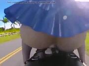 Driving motorcycle with dildo