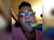 bitch with tongue ring showing how she suck dick