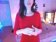 BellaBrookz in tight red dress