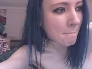 sexy blue-haired kitten suck facial