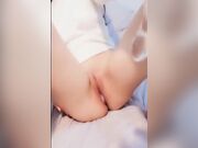 Super Creamy silky smooth pale asian with a dildo