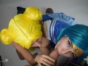 Riley Vega and friend cosplay give a double blowjob