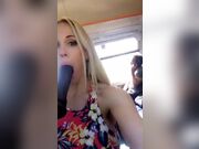 blonde suck dildo in train