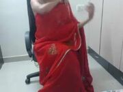 prettyindian1 dark red saree without bra