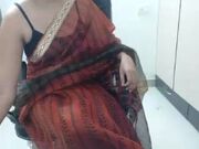 prettyindian1 red saree part 2 with bra