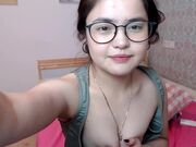 Cute shy chinese girl, flasshes small tits