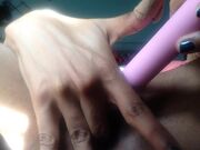 Ebony short haired girl dildo orgasm