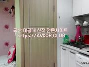 Korean cam couple fuck in kitchen