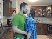 eating delicious canadian pussy in the kitchen
