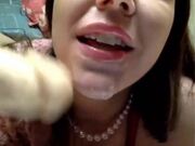 Horny teen sucking while talking dirty