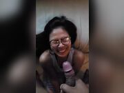 Asian Cutie With Glasses Recieves Massive Facial
