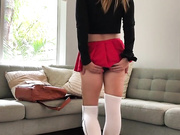 Miss Belle ASMR Youtube Patreon Schoolgirl Miniskirt