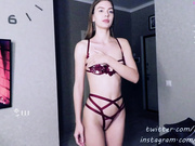 Very Decent non nude Aria in a lingerie with cunt open