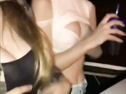 Drunk Lesbian friend sucks her friends BIG tits