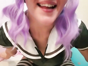 Purple Hair Anime School Girl Squirts While Masturbatin