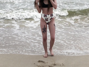 TheSharkQueen public beach bikini pee