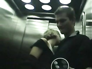 amateur blowjob in an elevator