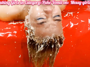 Cute cam teen puke fountains over her face part 2