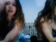 twin sisters kissing webcam