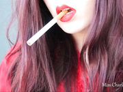 Miss Charlotte Elise Red Lips Red Nails Smoke Worship