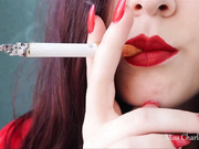 Miss Charlotte Elise Red Lips Red Nails Smoke Worship