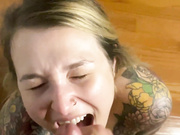 pov tatted beauty huge cum facial