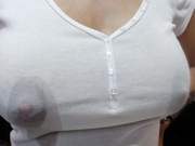 Auto milk big engorged boobs white t-shirt after show