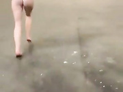 embarrassed naked girl has to run down from her room