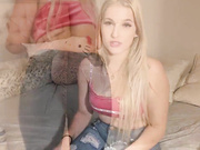 blonde girl pees her jeans