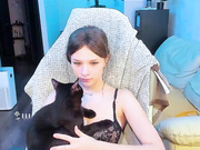 ketlinrous caresses her hairy twat & then her furry cat