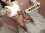 Kristen Wylde masturbating at public toilet.