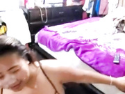 chubby asian girl likes to get her face full of cum
