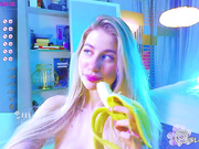 LanaWyatt long hair sticking from vagina; banana show